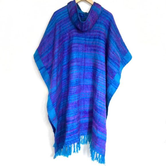 VTG Striped Hooded Poncho - Picture 2 of 8